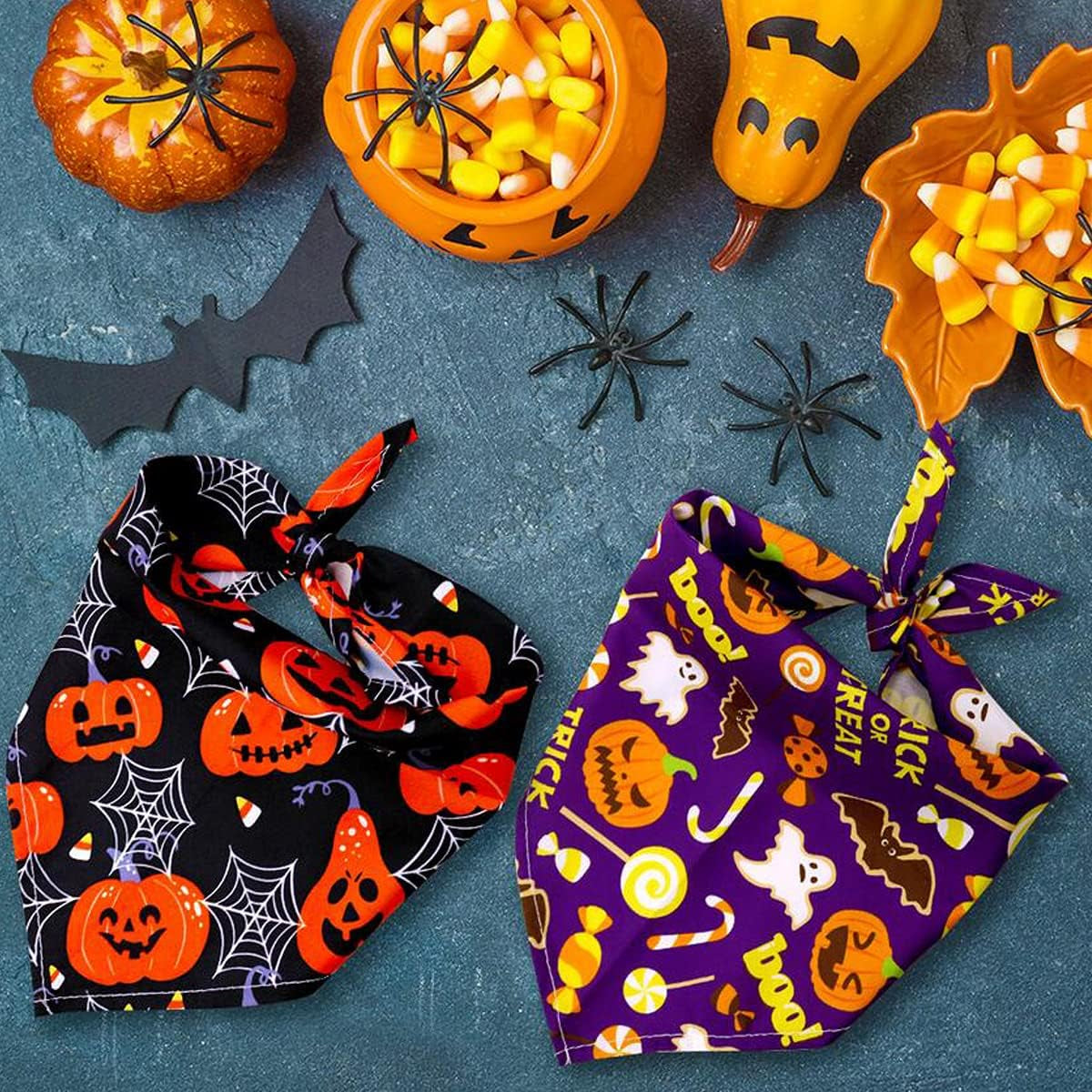 Dog Bandanas for Halloween,6Pcs Pet Triangle Bibs Scarf Autumn Cute Dog Bandanas Pumpkin Bat Spider Pet Scarf Accessories for Small Dogs Cats Pets(Random Color)