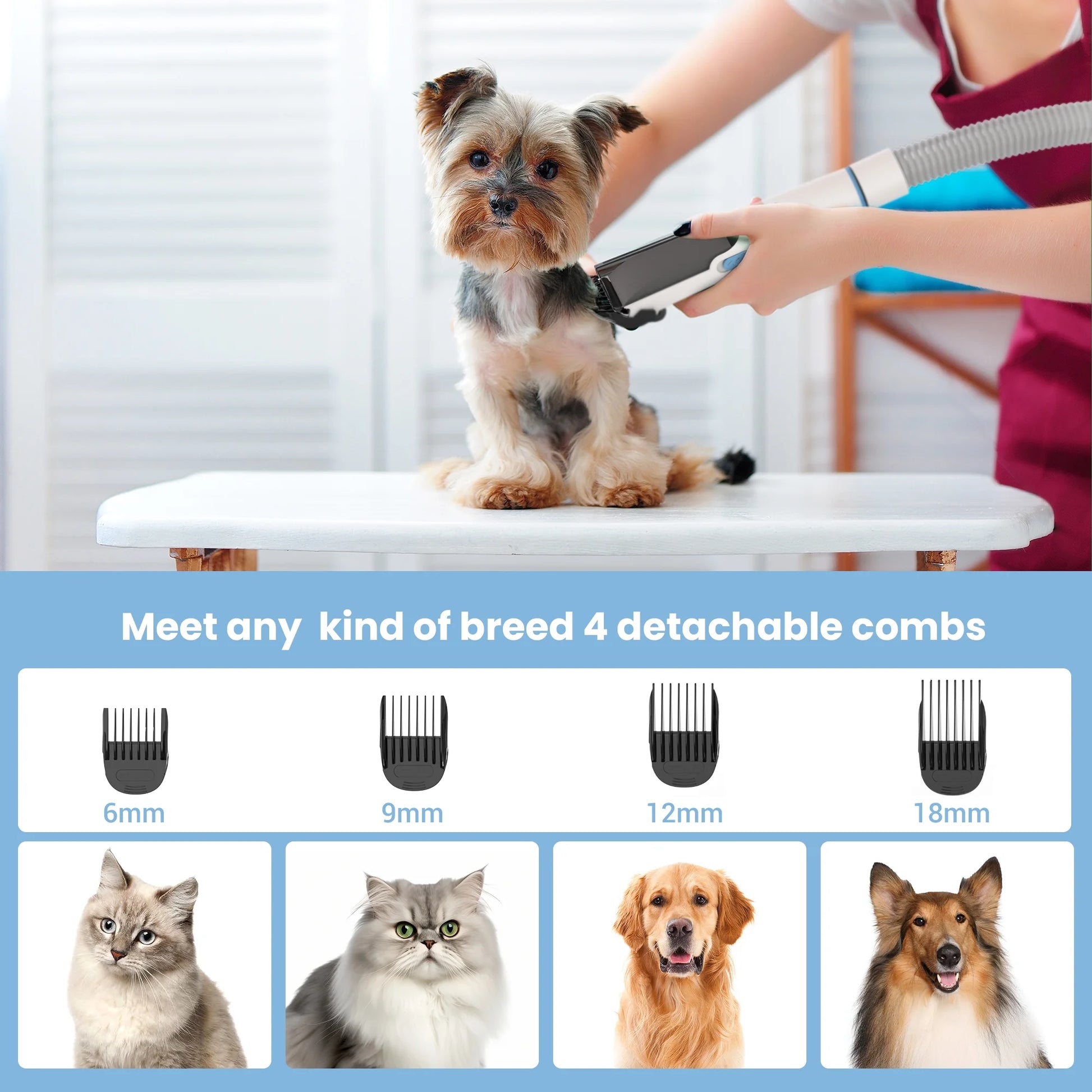 , Powerful Suction Pet Grooming Vacuum with 5 Professional Grooming Tools for Cats Pets Vacuum, for Shedding Grooming