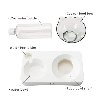 Tilted Cat Bowl Set for Food and Water, Food Feeding Raised Dishes for Puppies